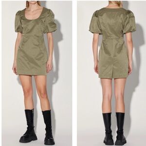 Walter‎ Baker NWT Army Green Sydelle Puff Sleeve A Line Mini Dress Size 8 & 12